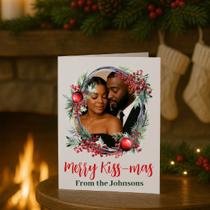 Merry Kissmas my love romantic Christmas Holiday Card
