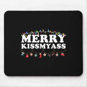 Merry Kissmy Christmas Lights Sarcastic Xmas Funny Mouse Mat