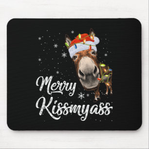 Merry Kissmy Donkey Sarcastic Xmas Funny Pajama Ch Mouse Mat