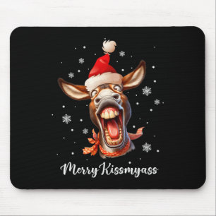 Merry Kissmy Donkey Sarcastic Xmas Funny Pajama Ch Mouse Mat