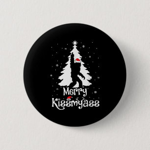 Merry Kissmy Funny Bigfoot Yeti Sasquatch Christma 6 Cm Round Badge