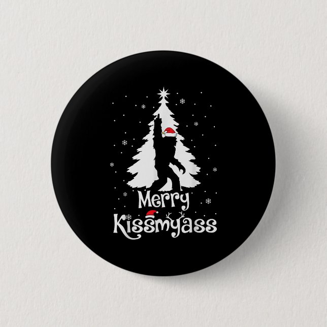 Merry Kissmy Funny Bigfoot Yeti Sasquatch Christma 6 Cm Round Badge (Front)