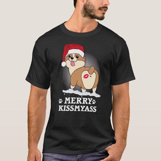 Merry KissMyAss Corgi Christmas Classic T-Shirt (Front)