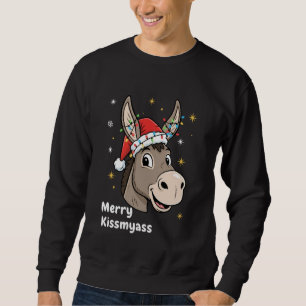 Merry KissMyAss Donkey Christmas Santa Lights Holi Sweatshirt