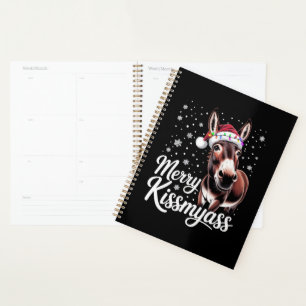 Merry Kissmyass Donkey Sarcastic Xmas Funny Pajama Planner