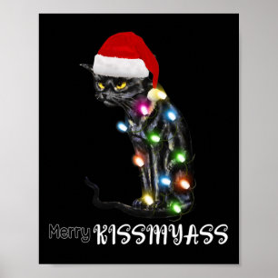 Merry Kissmyass Fun Cat Christmas Lights 1 Poster