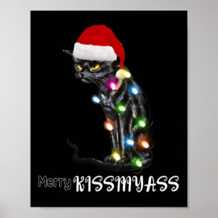 Merry Kissmyass Fun Cat Christmas Lights 2 Poster