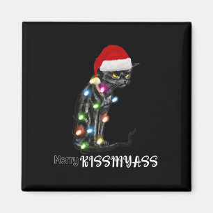 Merry Kissmyass Fun Cat Christmas Lights Magnet