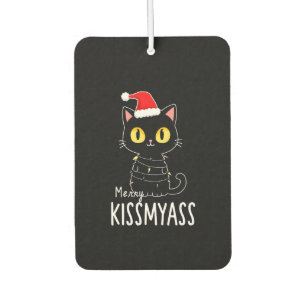 Merry Kissmyass Funny Cat Christmas Lights Premium Car Air Freshener