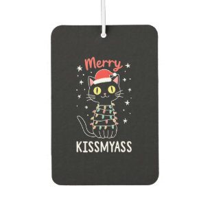 Merry Kissmyass Funny Cat Christmas Lights Premium Car Air Freshener