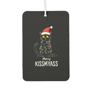 Merry Kissmyass Funny Cat Christmas Lights Premium Car Air Freshener