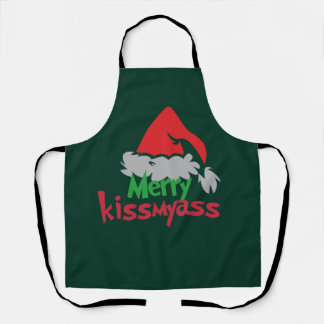 Merry Kissmyass Funny Christmas Apron