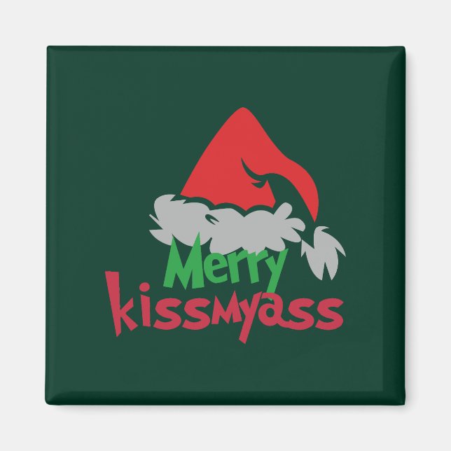 Merry Kissmyass Funny Christmas Magnet (Front)