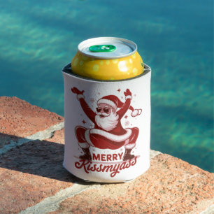 Merry Kissmyass Snarky Christmas Sarcastic Santa Can Cooler