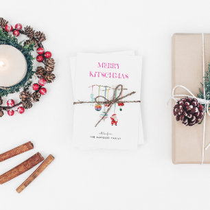 Merry Kitschmas Retro Ornament Holiday Family Card