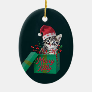 Merry Kitty, Merry Christmas Ceramic Tree Decoration