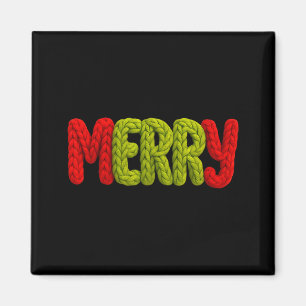 Merry Knitted Letters Crochet Xmas Pajamas Holiday Magnet