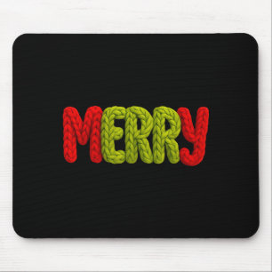 Merry Knitted Letters Crochet Xmas Pajamas Holiday Mouse Mat