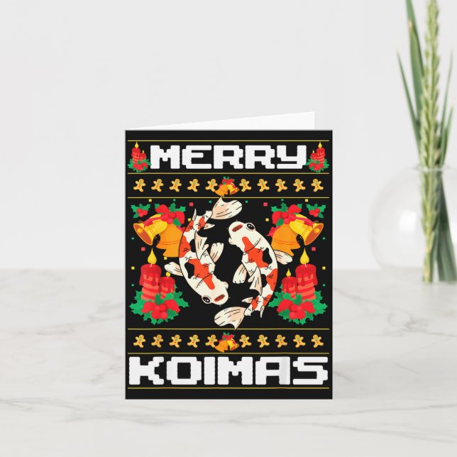 Merry Koima's Koi Fish Ugly Christmas Xmas Party  Card (Front)