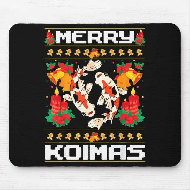Merry Koima's Koi Fish Ugly Christmas Xmas Party  Mouse Mat (Front)