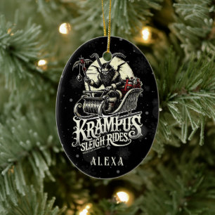 Merry Krampus Christmas Krampus Sleigh Rides Ceramic Tree Decoration