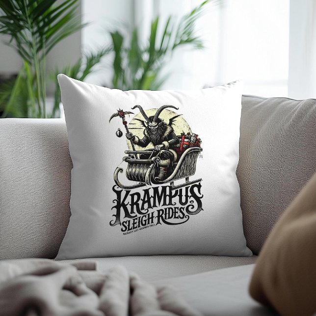 Merry Krampus Christmas Krampus Sleigh Rides Cushion (Creator Uploaded)
