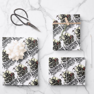 Merry Krampus Christmas Krampus Sleigh Rides Wrapping Paper Sheet