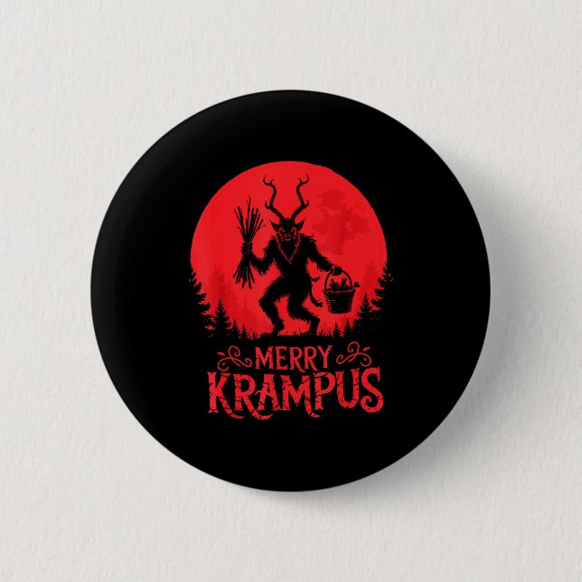 Merry Krampus Christmas Xmas Horror Ugly Sweater E 6 Cm Round Badge (Front)