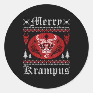 Merry Krampus Christmas Xmas Horror Ugly Sweater E Classic Round Sticker