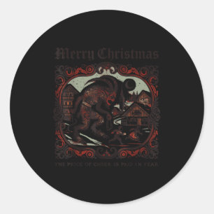 Merry Krampus Christmas Xmas Horror Ugly Sweater E Classic Round Sticker