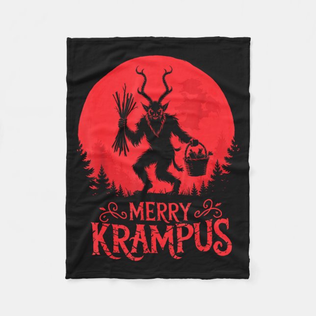 Merry Krampus Christmas Xmas Horror Ugly Sweater E Fleece Blanket (Front)