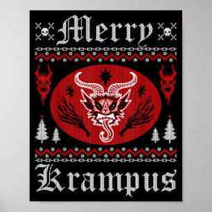 Merry Krampus Christmas Xmas Horror Ugly Sweater E Poster