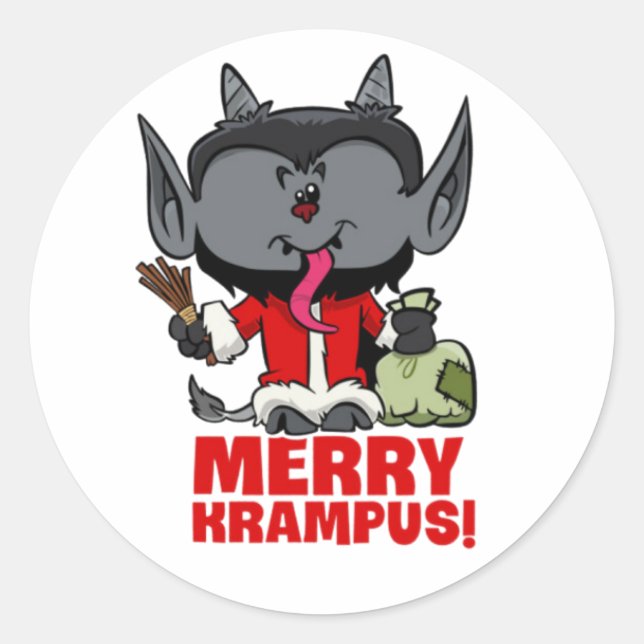 MERRY KRAMPUS CLASSIC ROUND STICKER (Front)