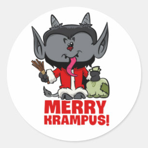 MERRY KRAMPUS CLASSIC ROUND STICKER