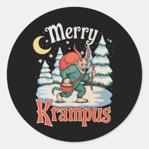 Merry Krampus Folklore Christmas Horror Xmas Classic Round Sticker