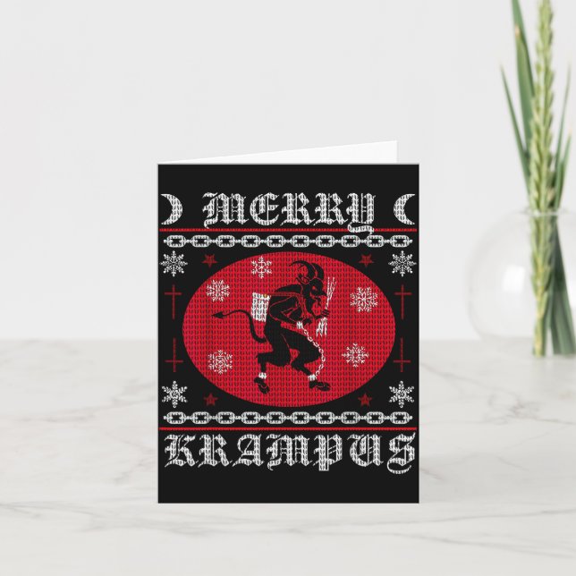 Merry Krampus. Goth Christmas Ugly Sweater. Krampu Card (Front)