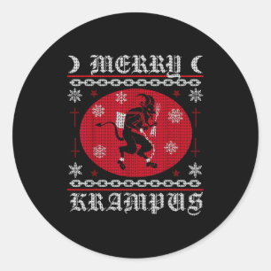 Merry Krampus. Goth Christmas Ugly Sweater. Krampu Classic Round Sticker