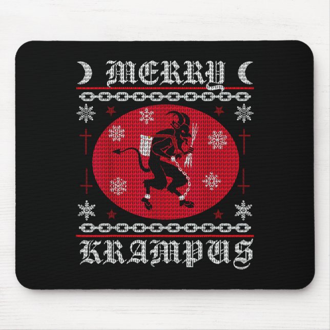 Merry Krampus. Goth Christmas Ugly Sweater. Krampu Mouse Mat (Front)