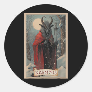 Merry Krampus Horror Christmas Ugly Sweater Evil P Classic Round Sticker