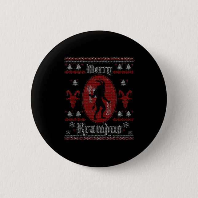 Merry Krampus Horror Soky Evil Funny Ugly Christma 6 Cm Round Badge (Front)