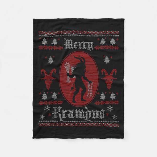 Merry Krampus Horror Soky Evil Funny Ugly Christma Fleece Blanket (Front)
