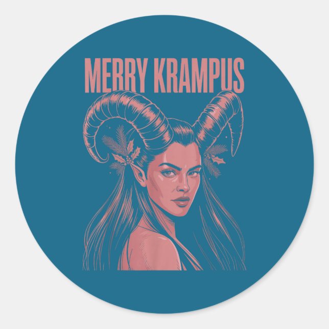Merry Krampus Ironic Lilith Christmas Dark Feminin Classic Round Sticker (Front)