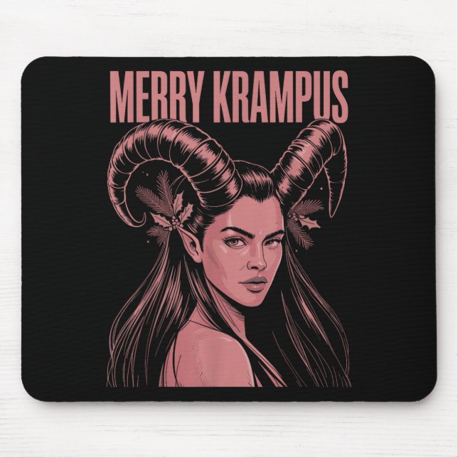 Merry Krampus Ironic Lilith Christmas Dark Feminin Mouse Mat (Front)