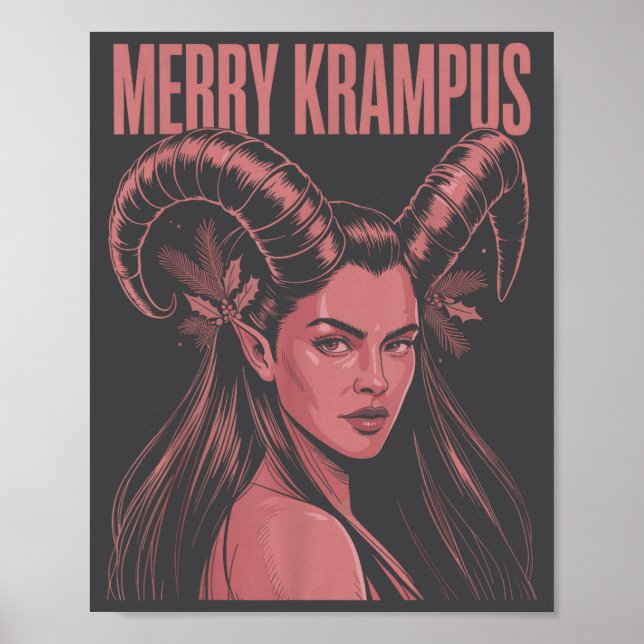 Merry Krampus Ironic Lilith Christmas Dark Feminin Poster (Front)