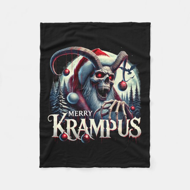 Merry Krampus Krampus Is Coming To Town Horror Chr Fleece Blanket (Front)