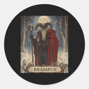 Merry Krampus Pajama Funny Christmas Horror Ugly S Classic Round Sticker