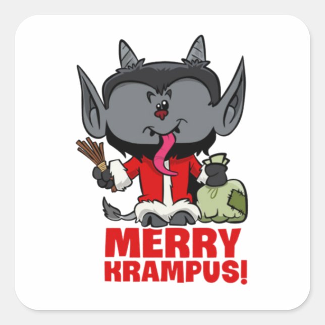 MERRY KRAMPUS SQUARE STICKER (Front)
