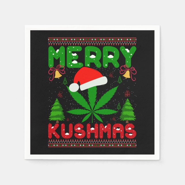 Merry Kushmas Funny Christmas Napkin (Front)