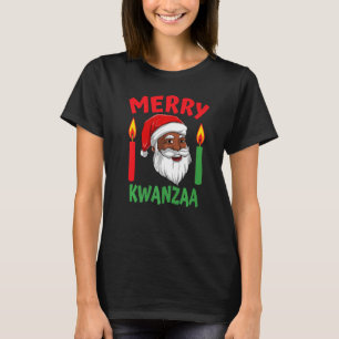 Merry Kwanzaa African American Santa Claus Black C T-Shirt