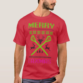 Merry Lamas Ugly Design Lacrosse Christmas  T-Shirt